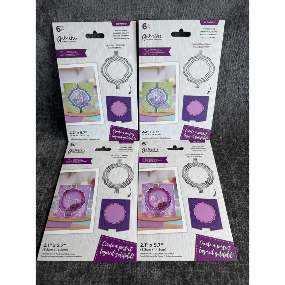 Lot‎ of 4 Gemini Elements Die Sets Stylish Mosaic, Scalloped Circle Just to Say